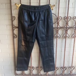 Petite faux leather pull on pants